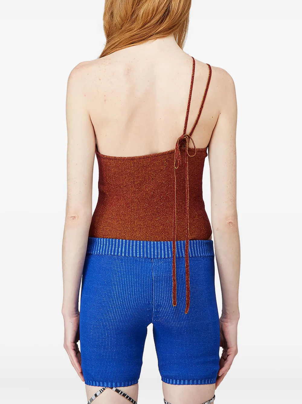 Isa Boulder One-shoulder Ribbed Tank Top In Brown