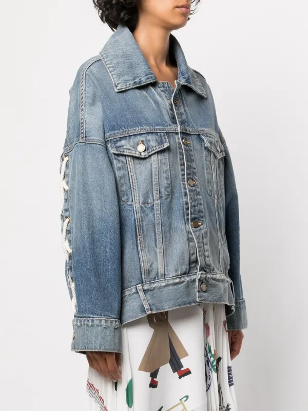lace up denim jacket