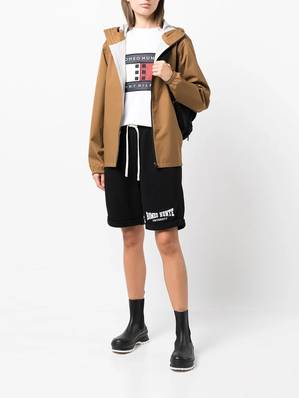 Romeo Hunte Logo-print Hooded Jacket In Brown