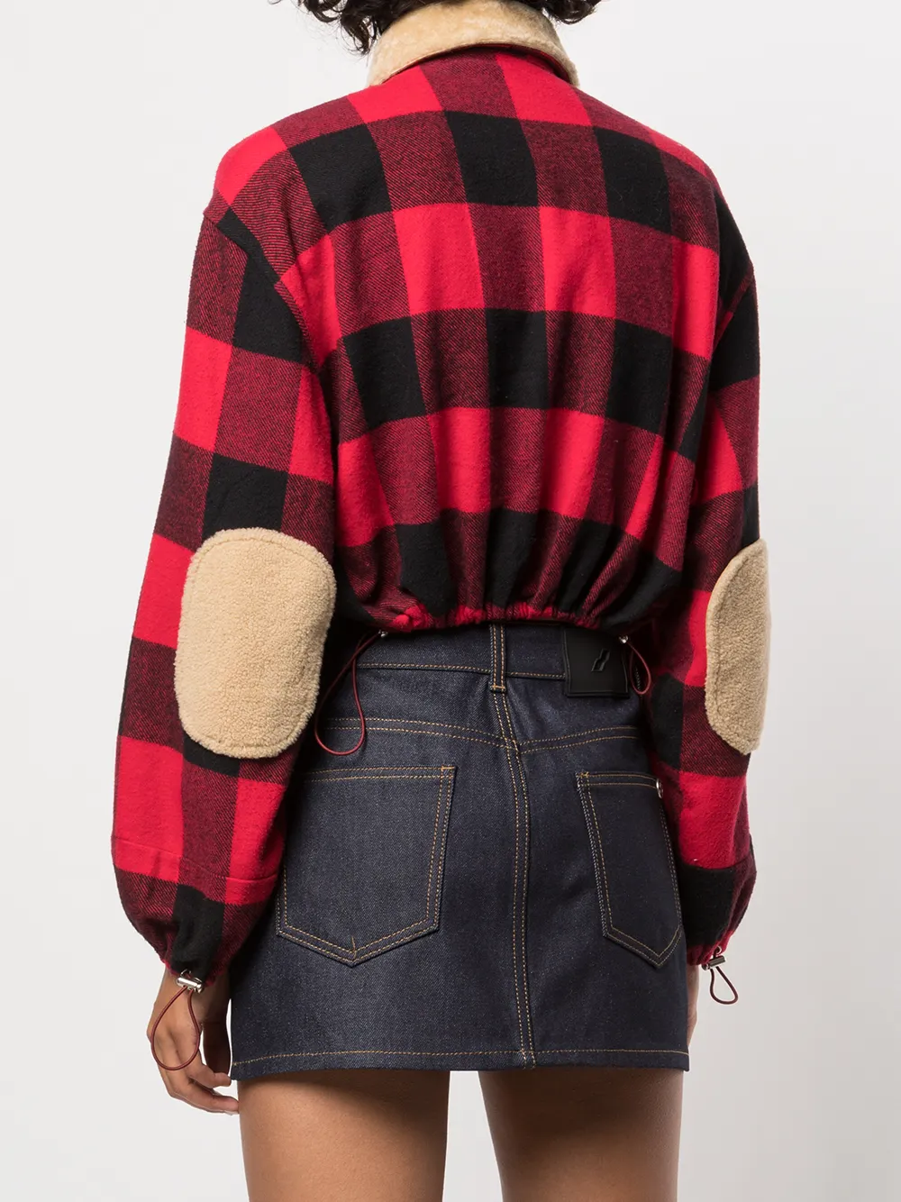 Romeo Hunte Lucy Flannel Cropped Jacket In Red