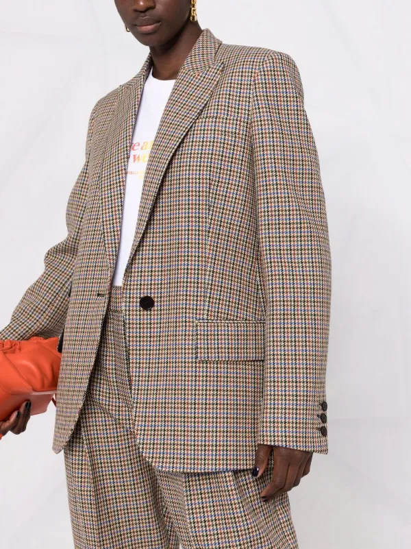 Stella McCartney Houndstooth Single-breasted Suit Jacket - Neutrals