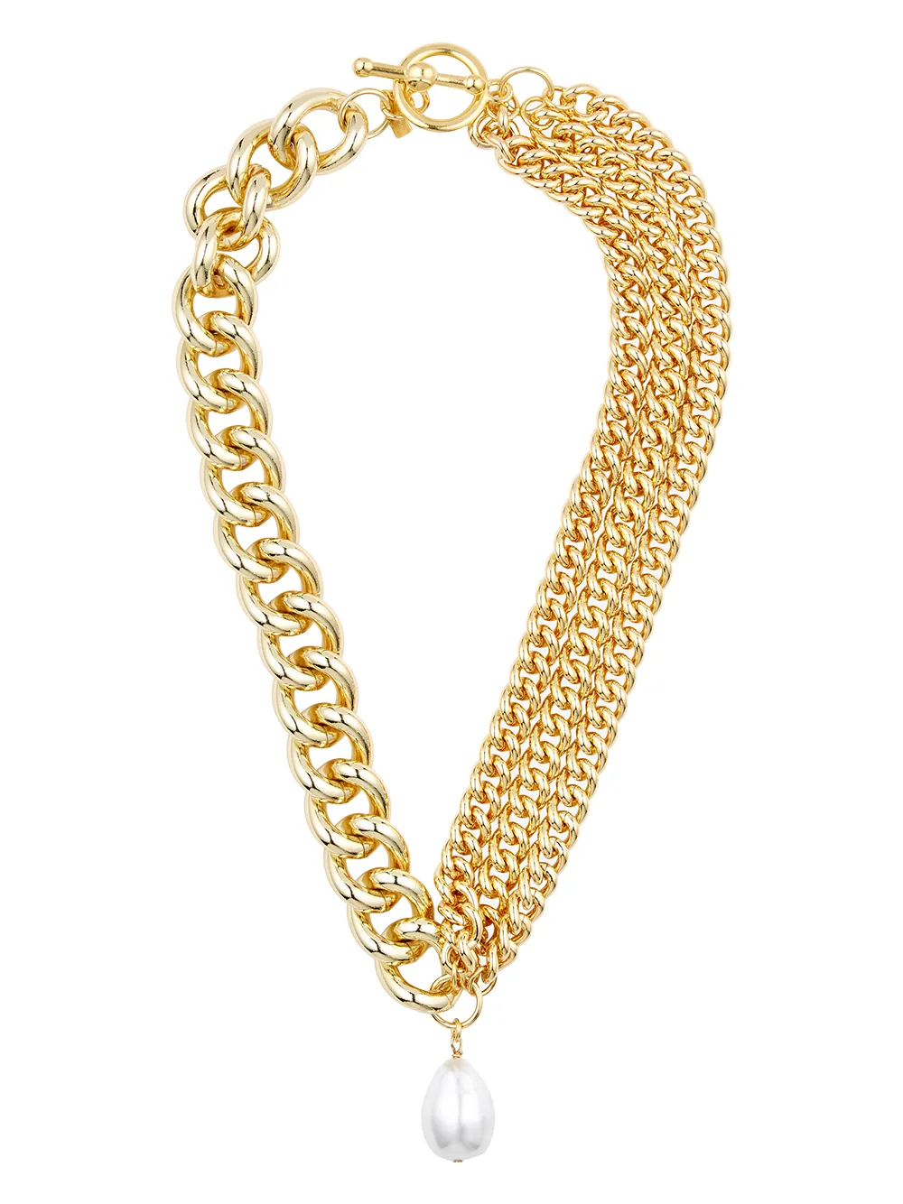 Image 1 of Kenneth Jay Lane KENETH J GLD MIX CHAIN LNK PERL CHRM NKL