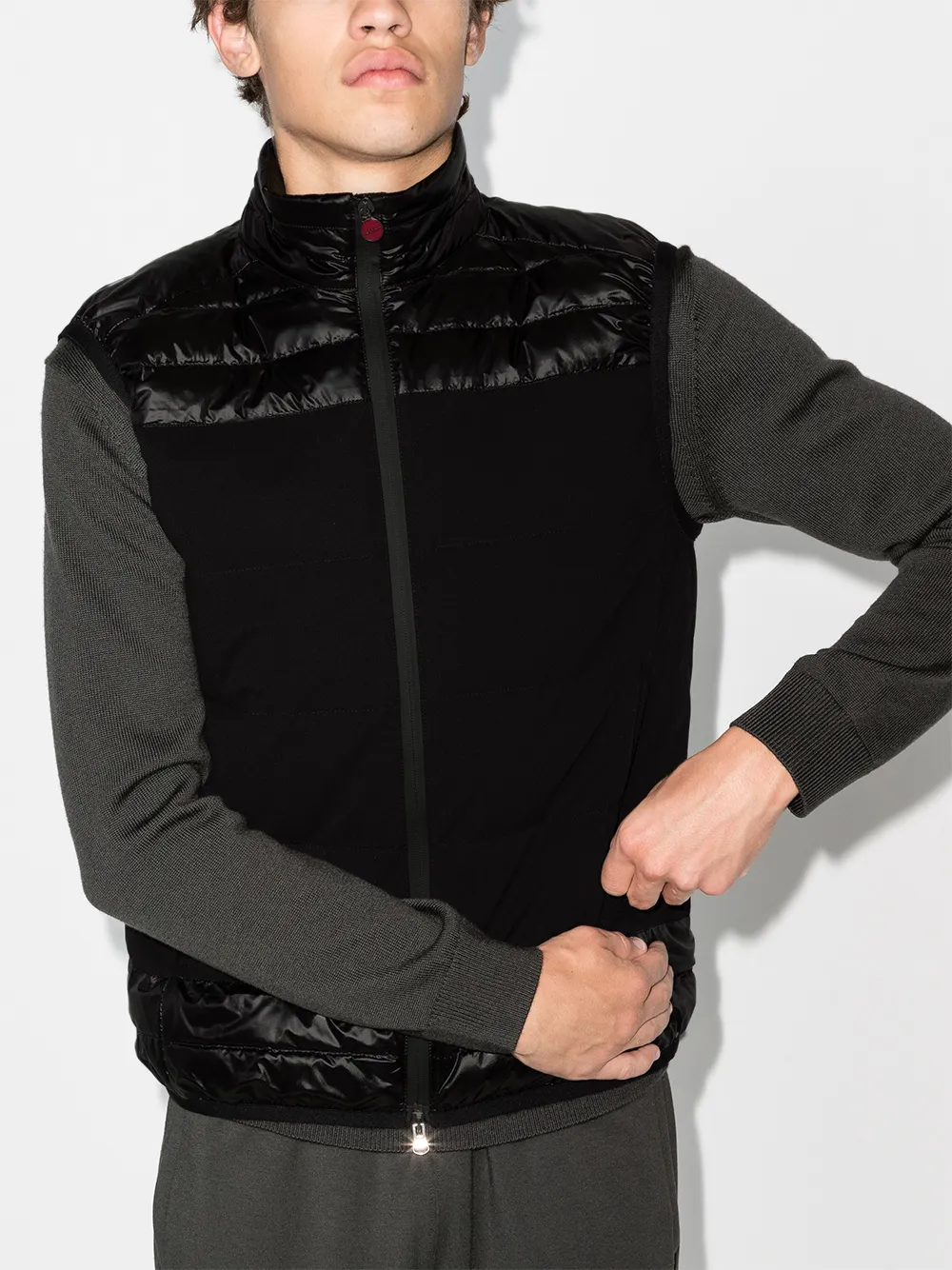 Image 2 of Kiton panelled quilted zipped gilet