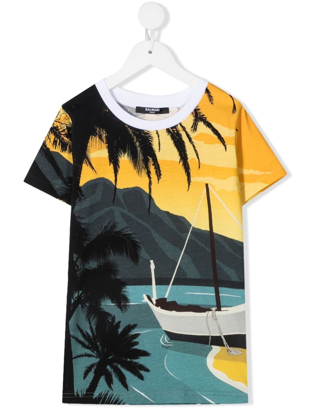 Balmain Graphic-print Short-sleeved T-shirt In Black