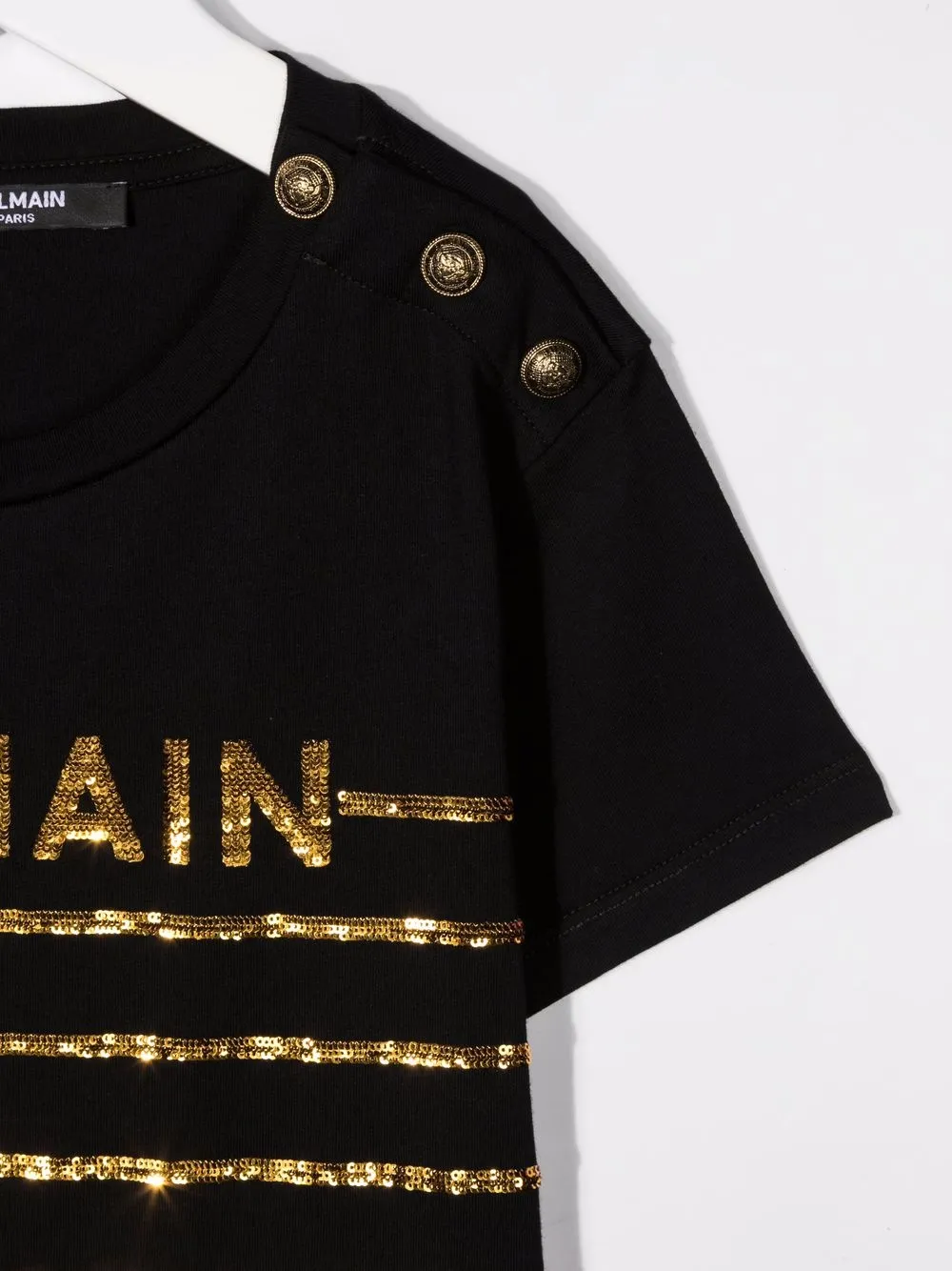 фото Balmain kids футболка в полоску с пайетками