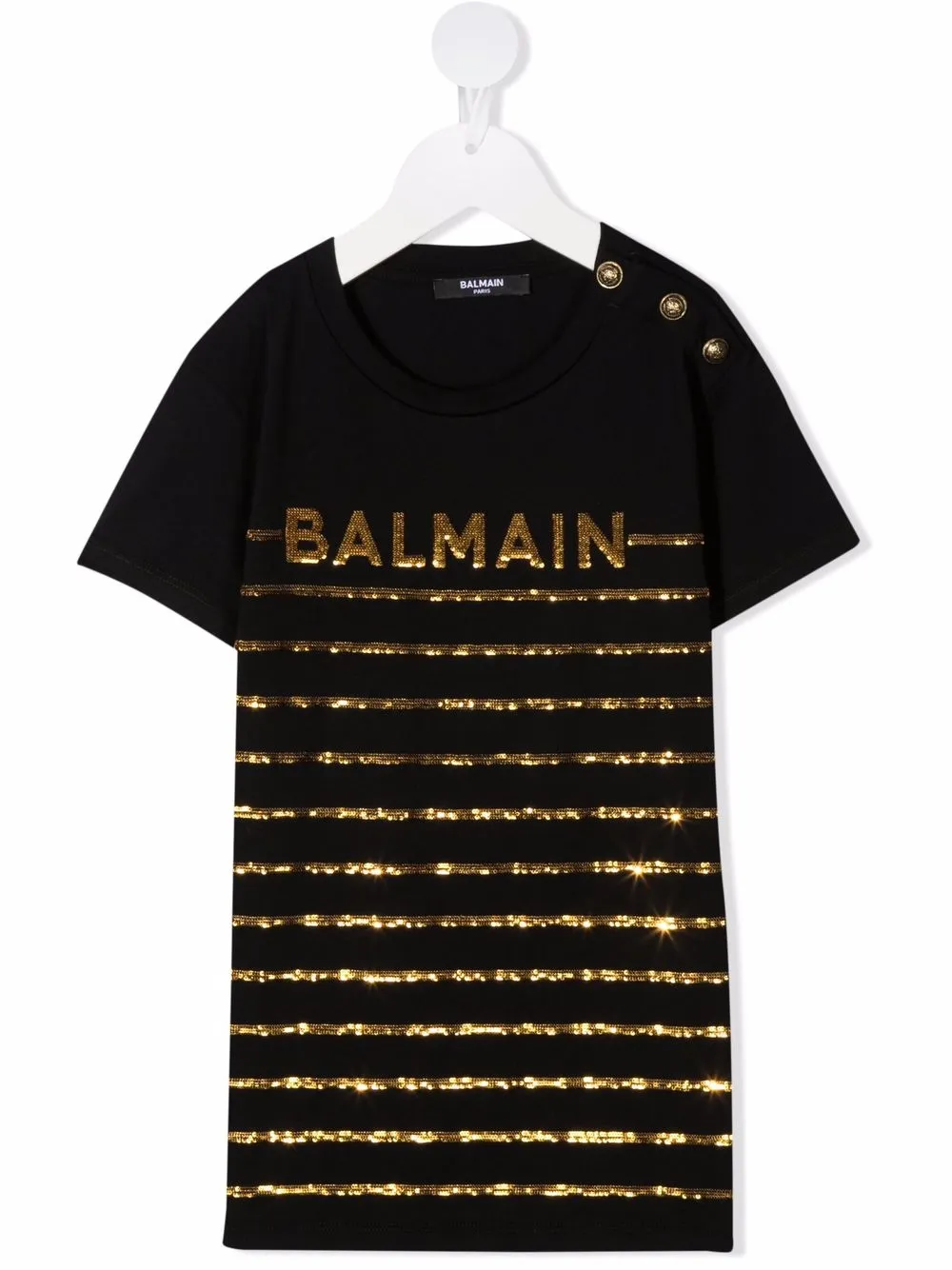 фото Balmain kids футболка в полоску с пайетками