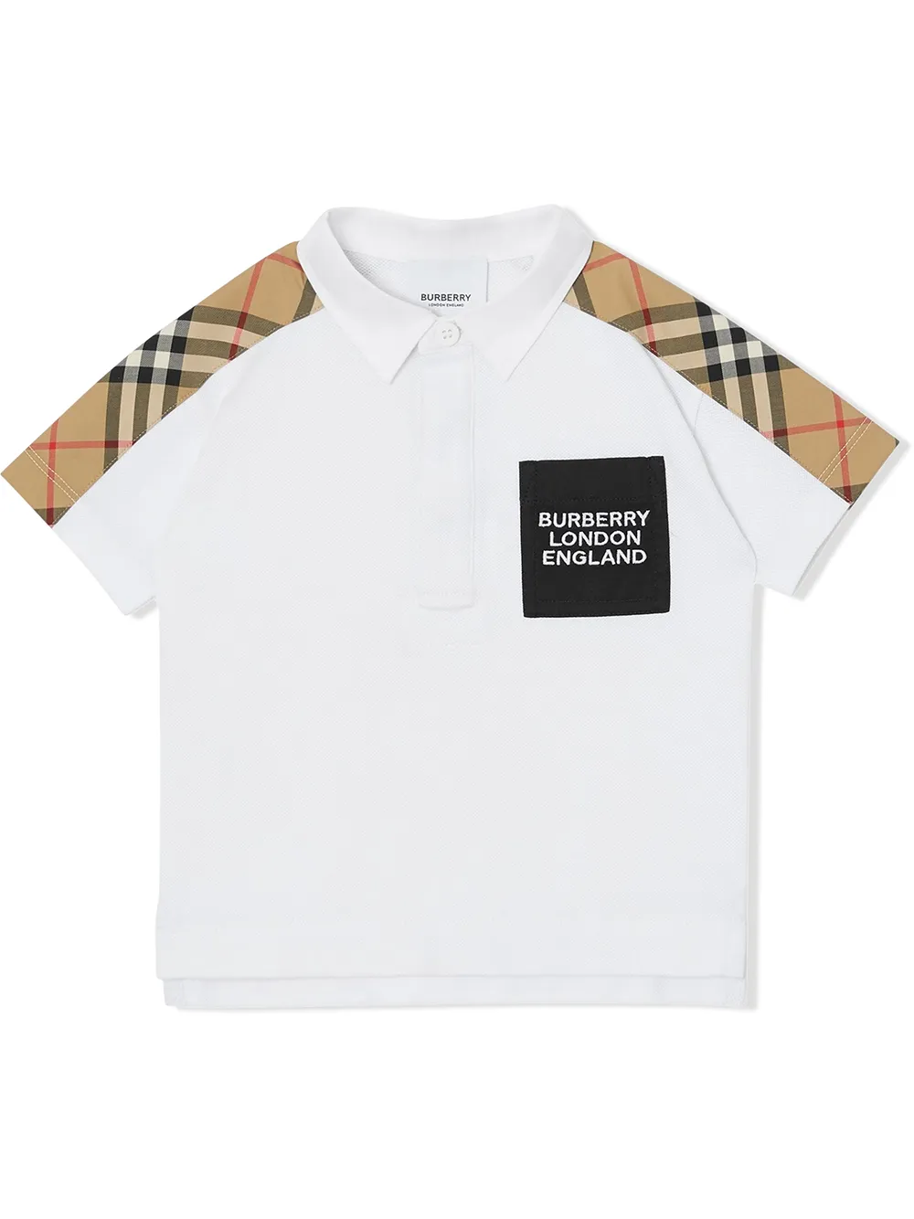 

Burberry Kids playera tipo polo con motivo Vintage Check - Blanco