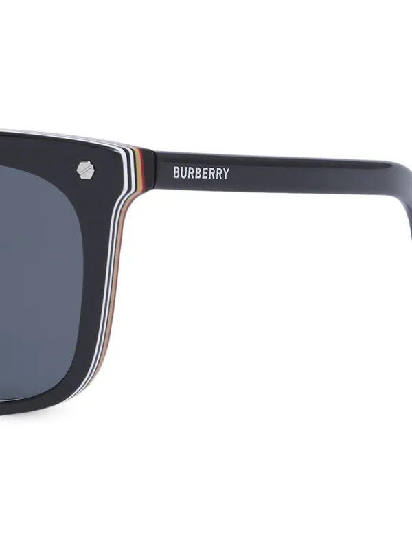 Burberry Icon Stripe Detail Square Frame Sunglasses