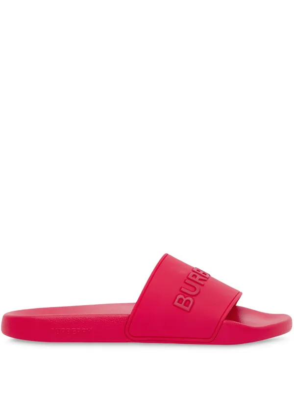 pink burberry slides