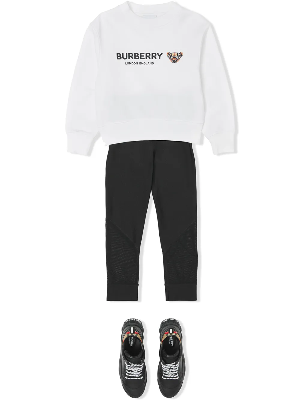 Burberry Kids Legging met logo tailleband - Zwart