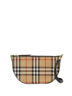 Burberry clutch bag in coated canvas with logo print and striped pattern