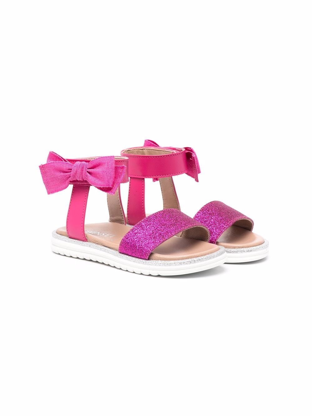 Twinset Bow-detail Glitter Sandals In Pink