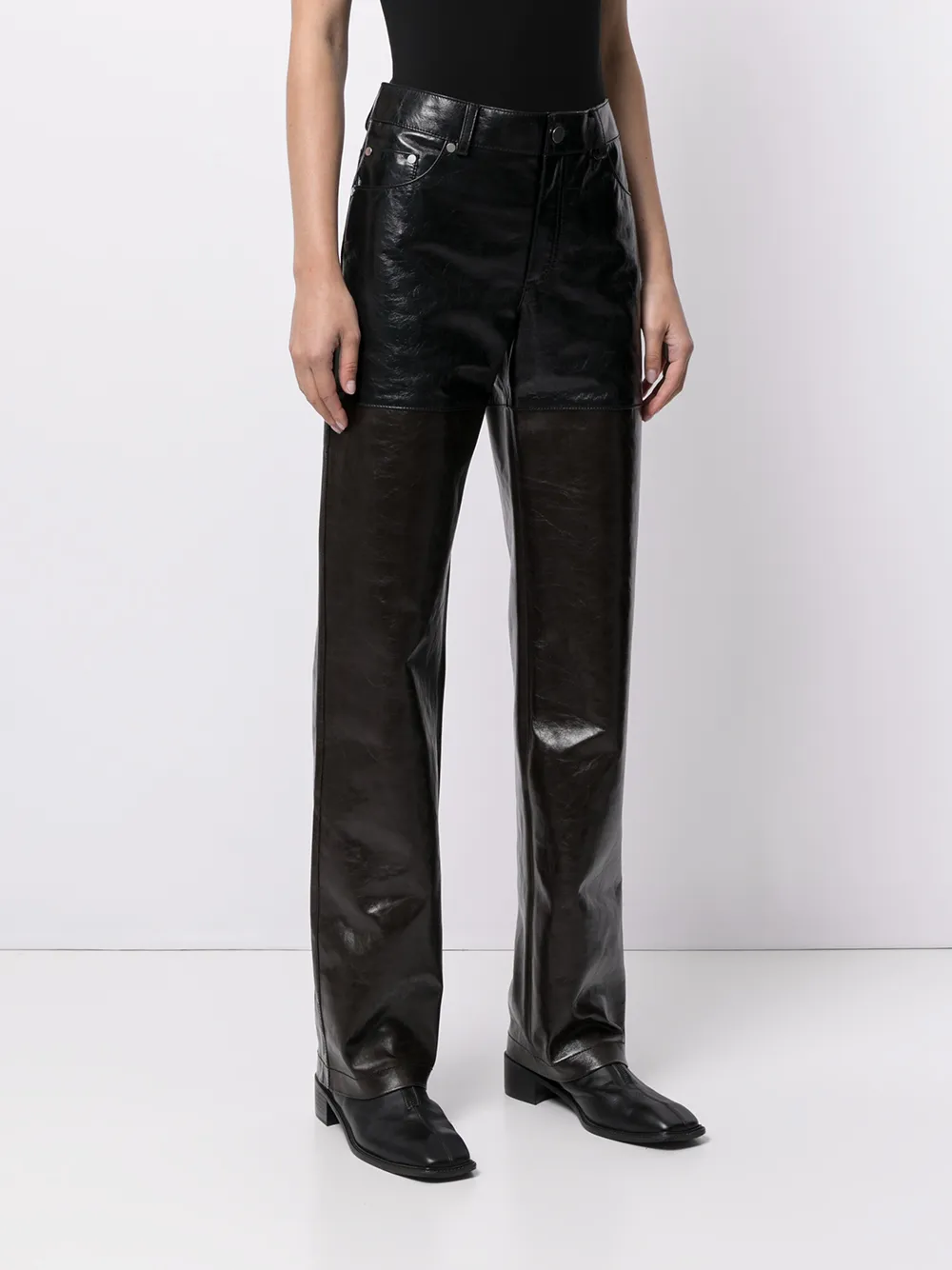 Shop Peter Do Leather Combo Pants In Black