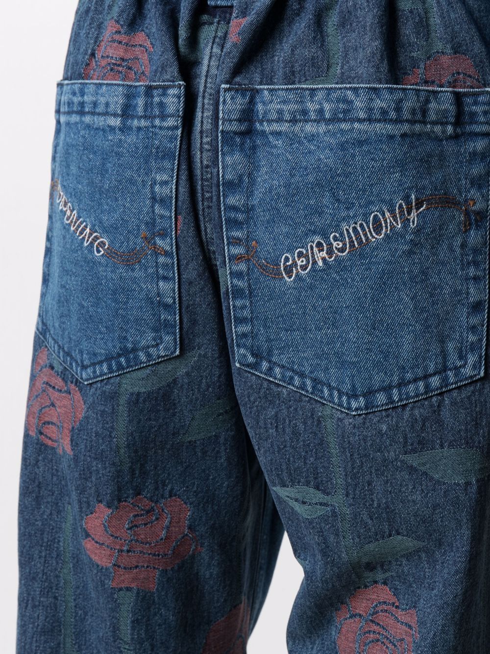 Shop Opening Ceremony Rose-embroidered Cropped Jeans In Blue