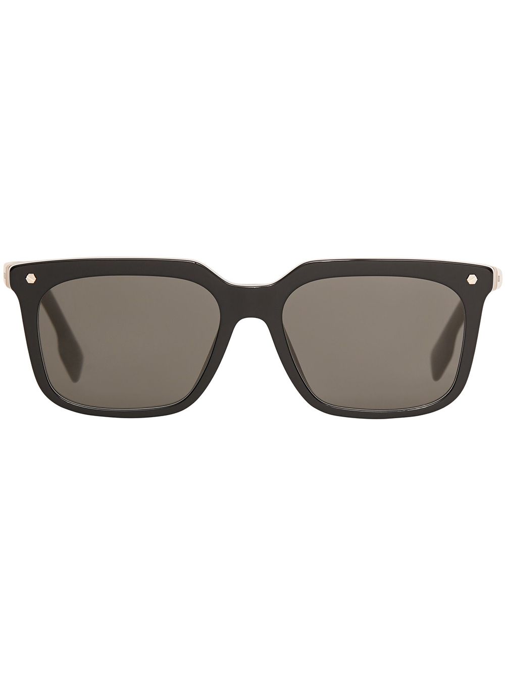 Shop Burberry Eyewear Stripe Detail Square-frame Sunglasses In Grey