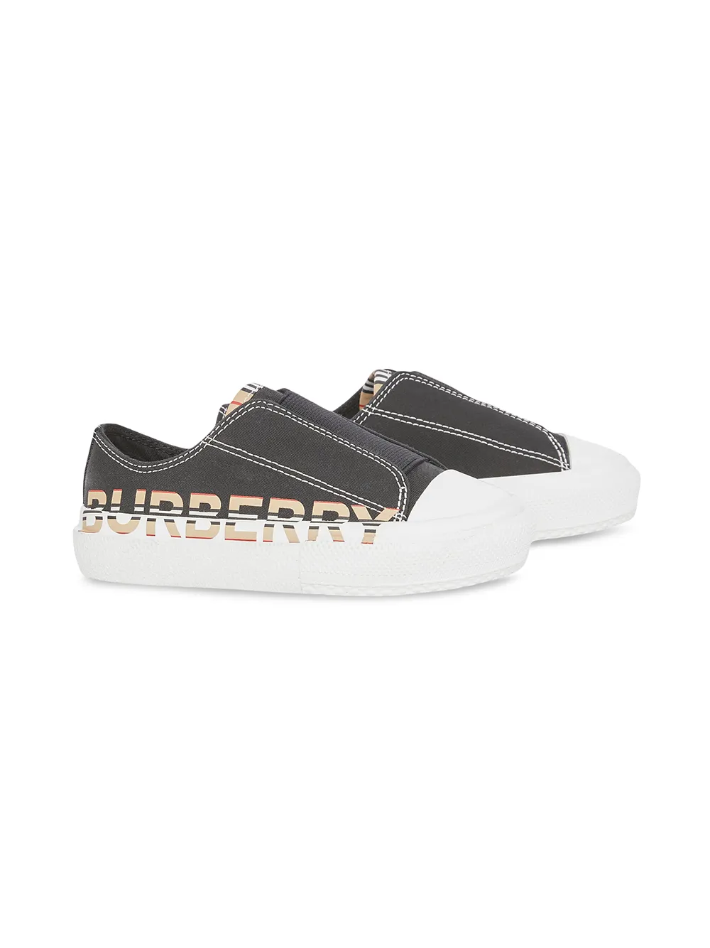 

Burberry Kids tenis slip-on con logo estampado - Negro