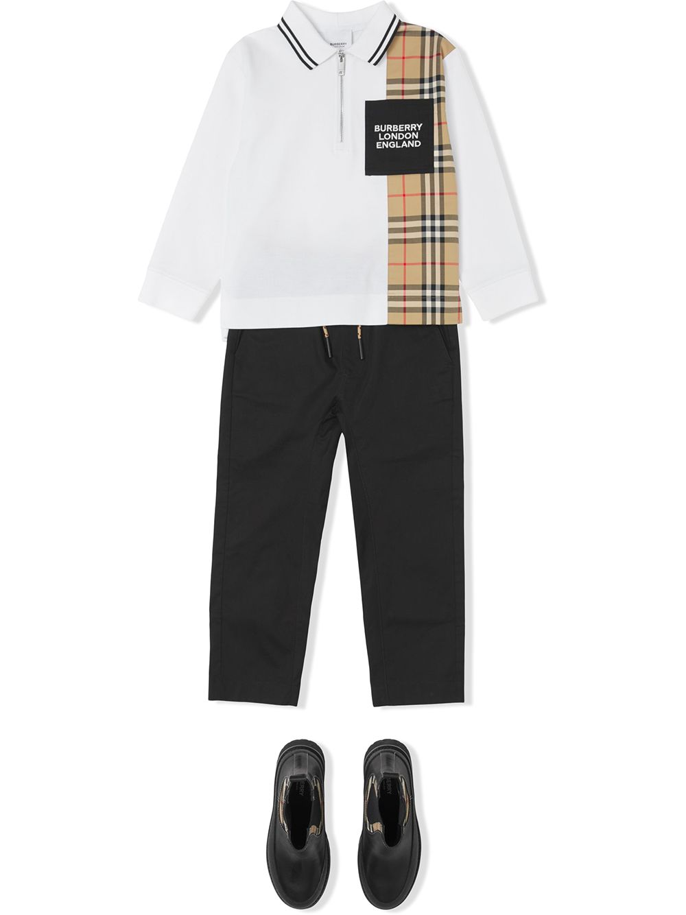 Burberry Kids Vintage Check Panel Polo Shirt - Farfetch