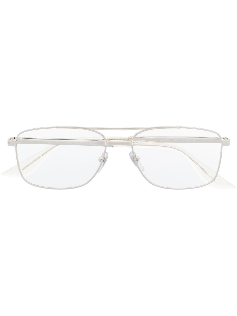 Gucci Aviator-frame Clear Glasses In Silver