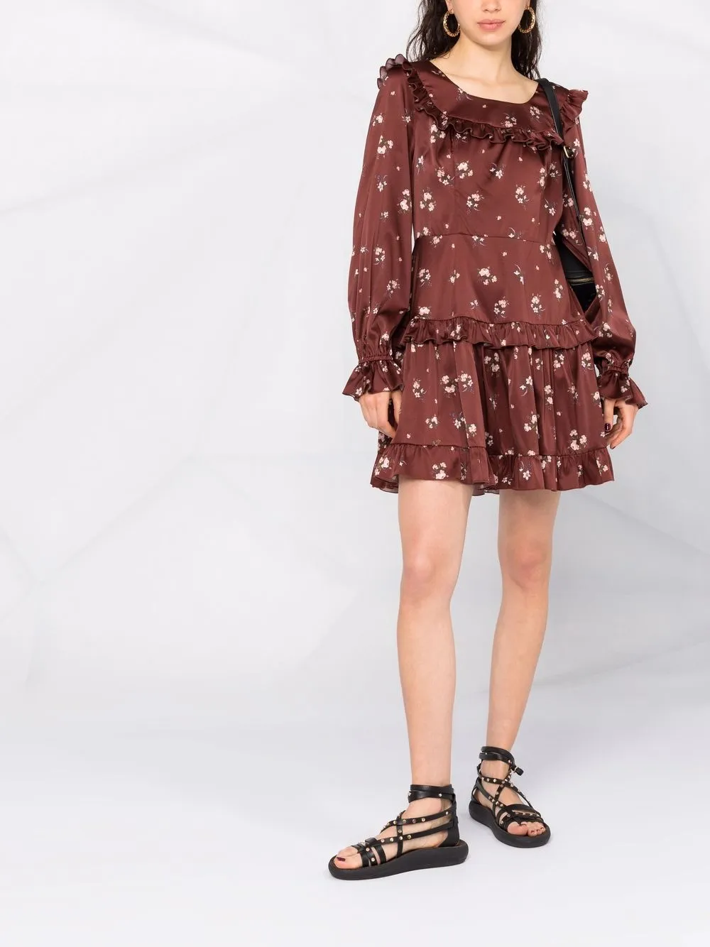Roses & Lace Mini-jurk met bloemenprint - Bruin