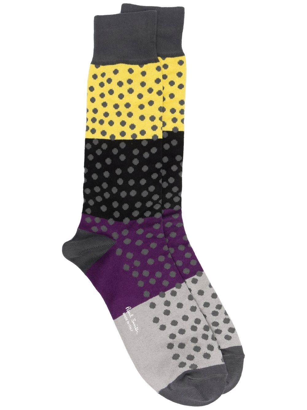 Paul Smith Block-stripe Dot Socks In Grey