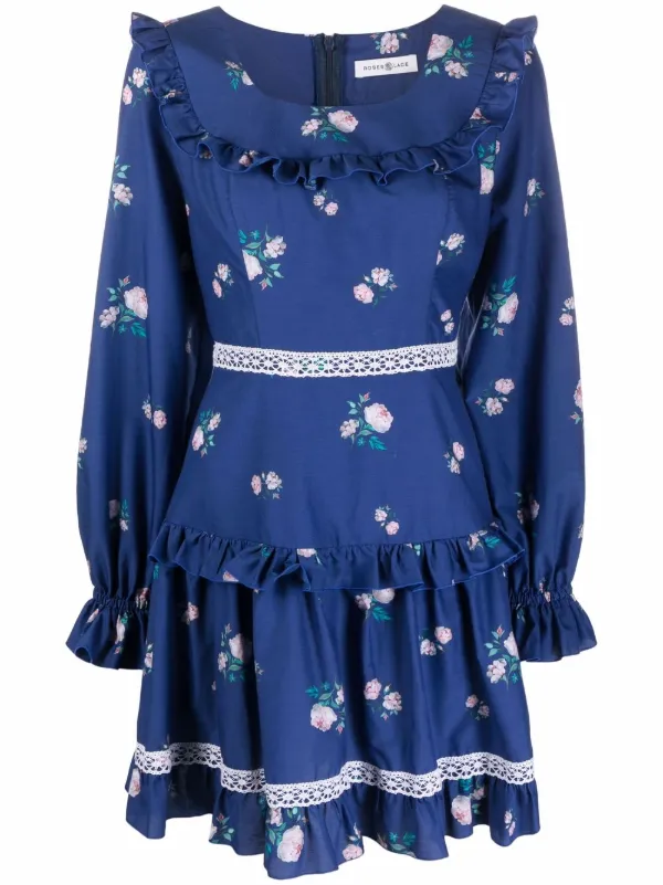 floral print ruffled mini dress