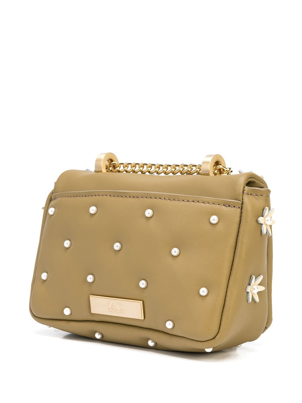 ZAC Zac Posen Women's Faux Pearl Floral Appliqué Shoulder Bag