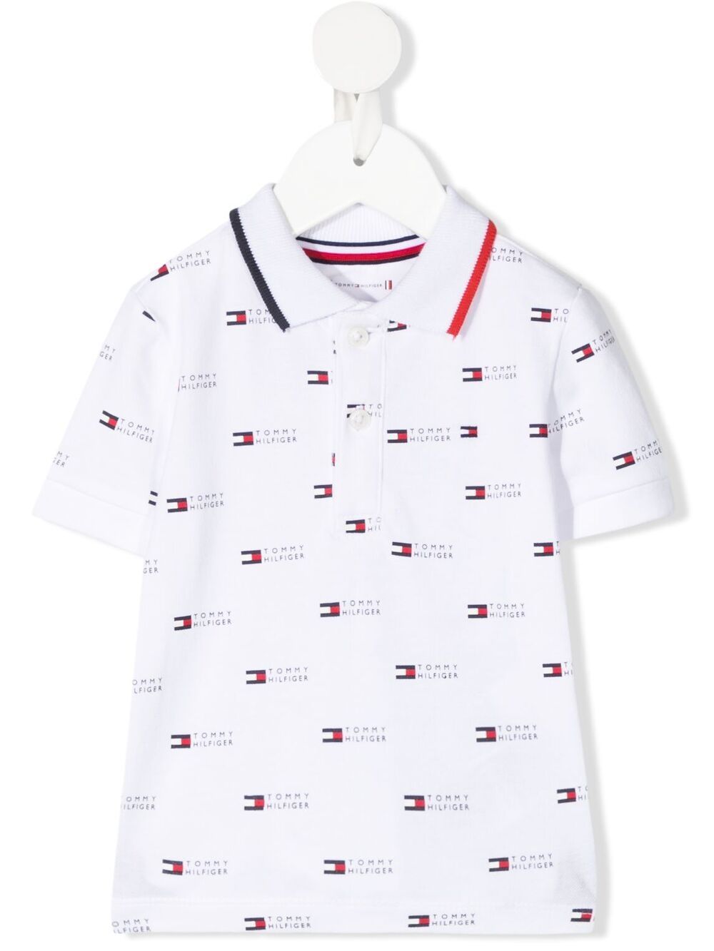 Tommy Hilfiger Junior Babies' Monogram-pattern Polo Shirt In White