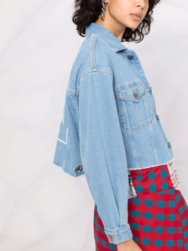 Opening Ceremony logo print Cropped Denim Jacket Blue FARFETCH CA