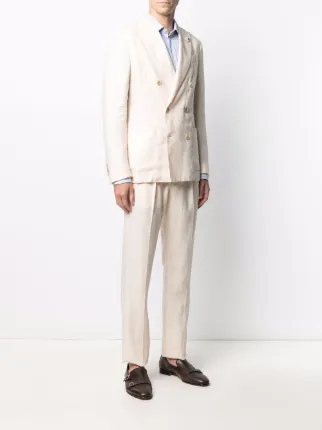 double-breasted linen suit展示图