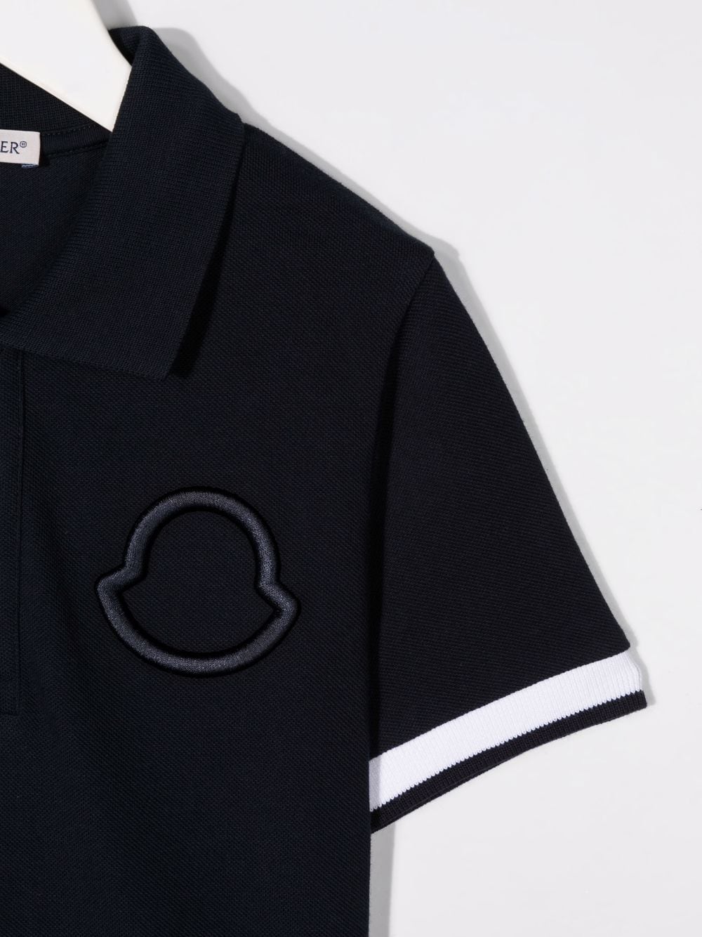 Shop Moncler Logo-patch Cotton Polo Shirt In Blue