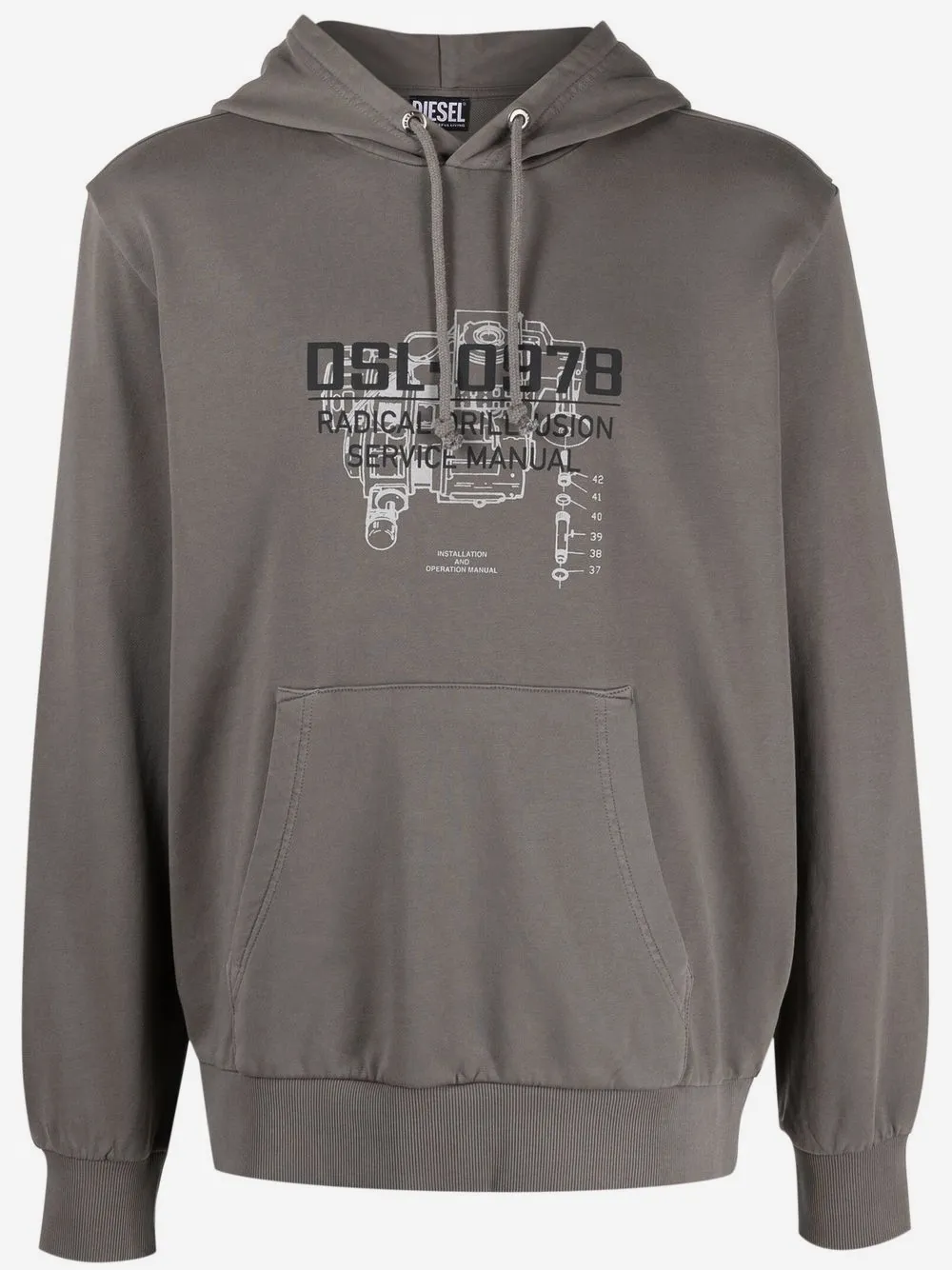 Diesel slogan-print cotton hoodie | Grey | Image 1