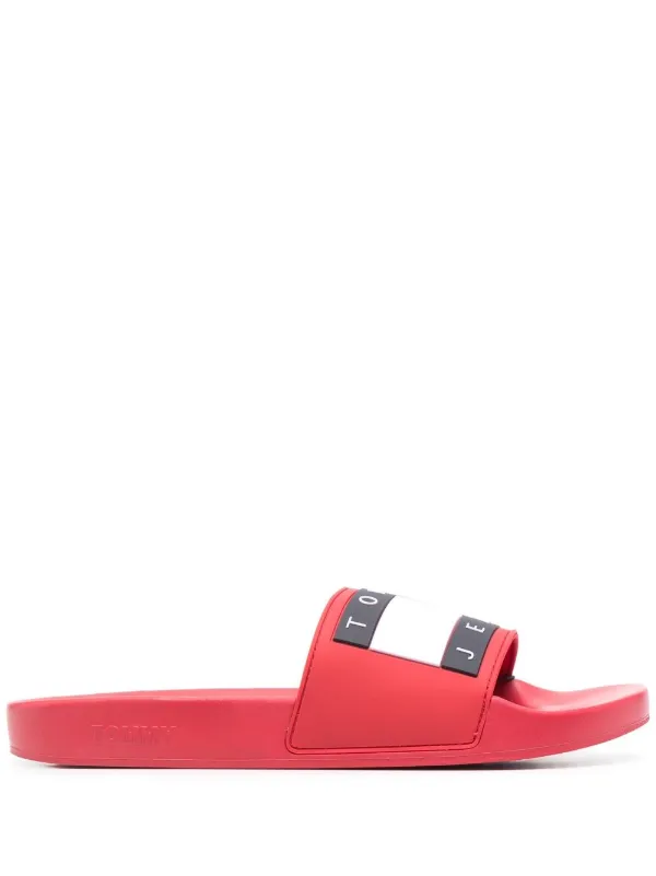 red tommy hilfiger slides