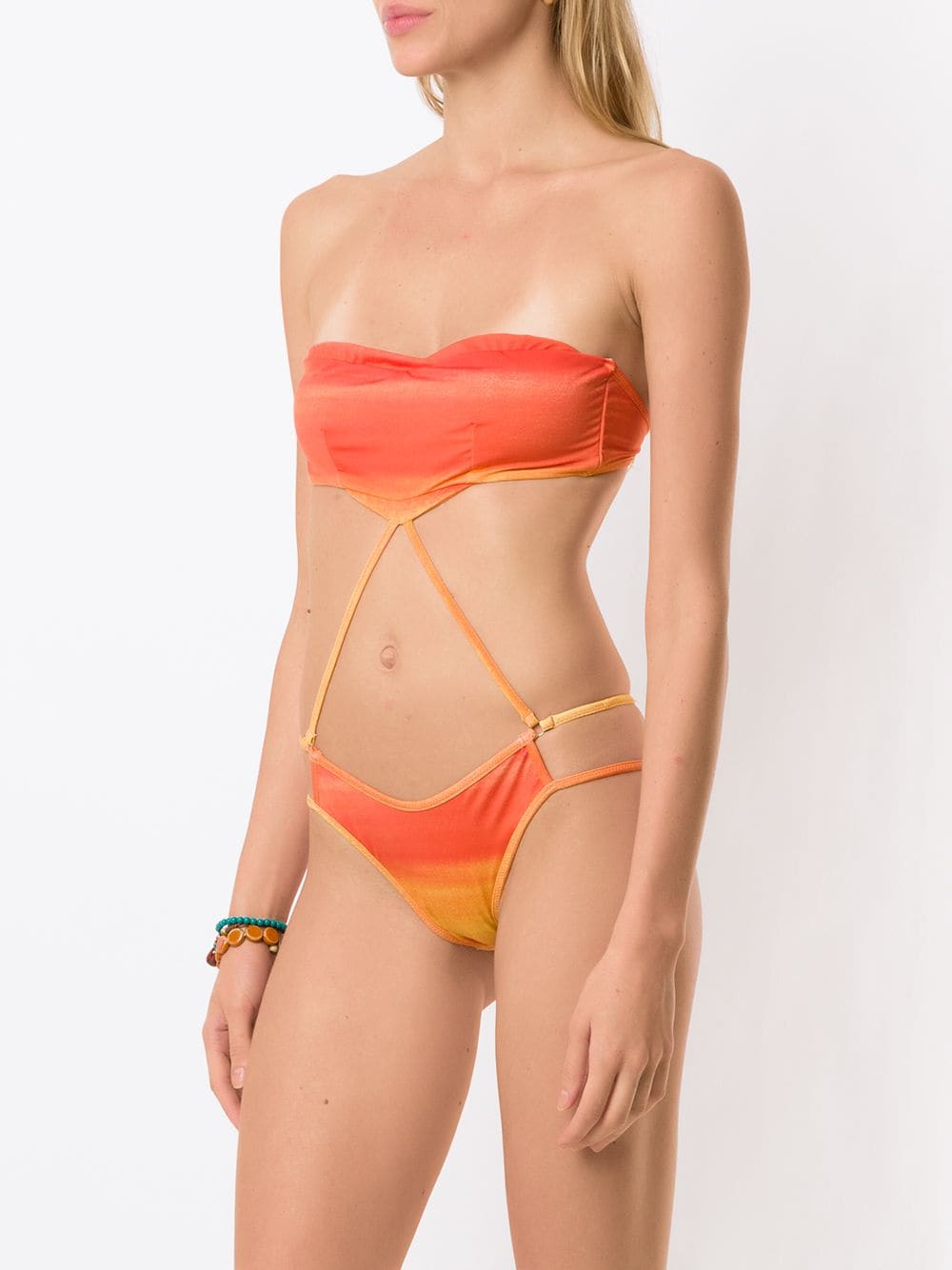 Shop Amir Slama Printed Cut-out Swimsuit In Orange