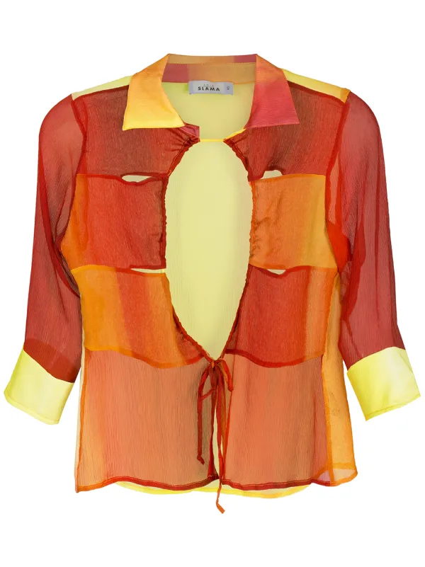 Amir Slama orange printed silk shirt 
