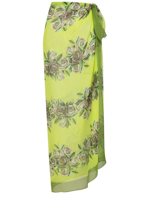 Amir Slama Sarong aus Seide mit Blumen-Print