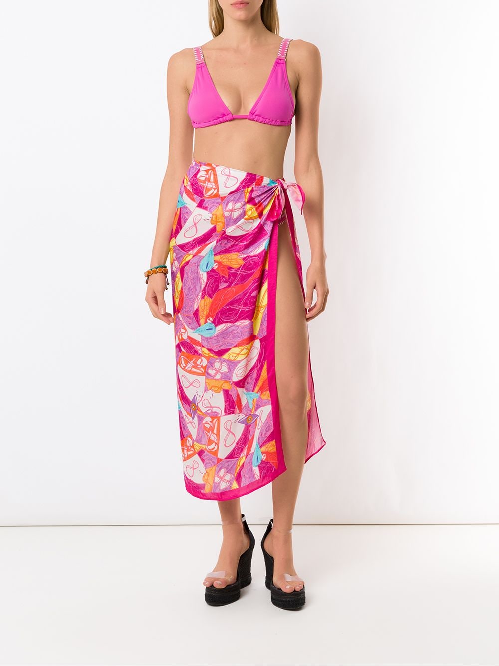 Shop Amir Slama Printed Beach Skirt In Rosa