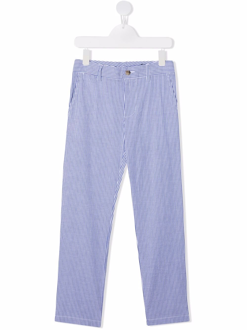 Ralph Lauren Stripe-print Cotton Trousers In Blue