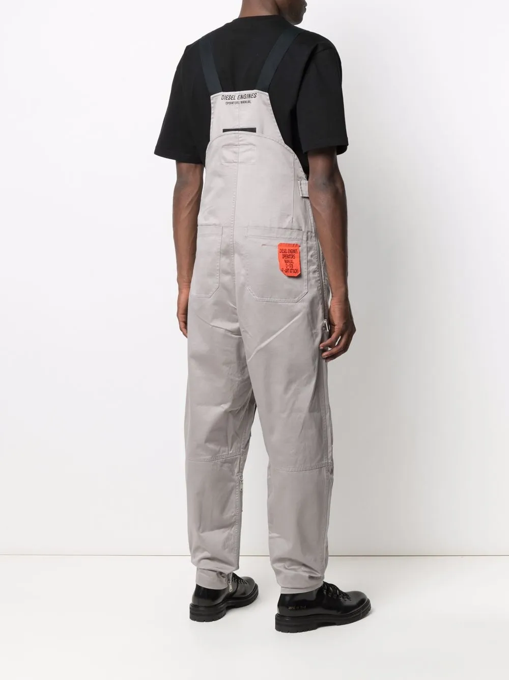 Diesel Jumpsuit met opgestikte zak en groen label Grijs