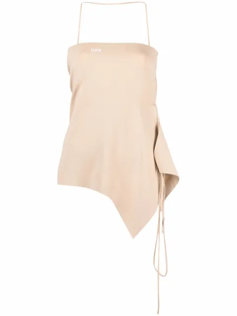 Off-White logo-print asymmetric top