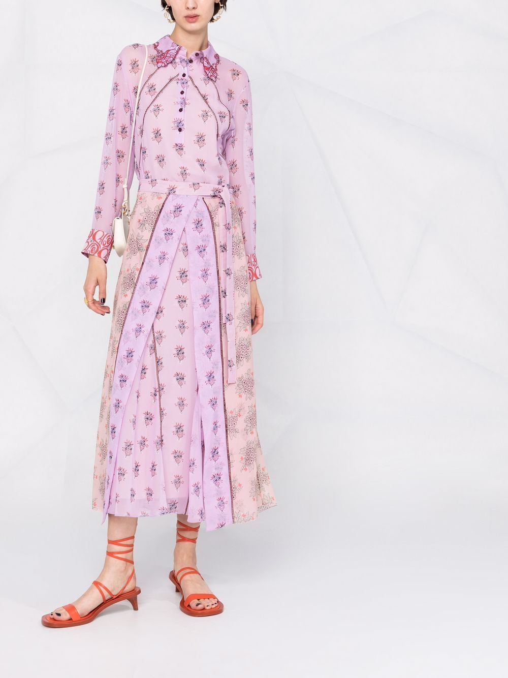 фото Chloé платье-рубашка с цветочным принтом