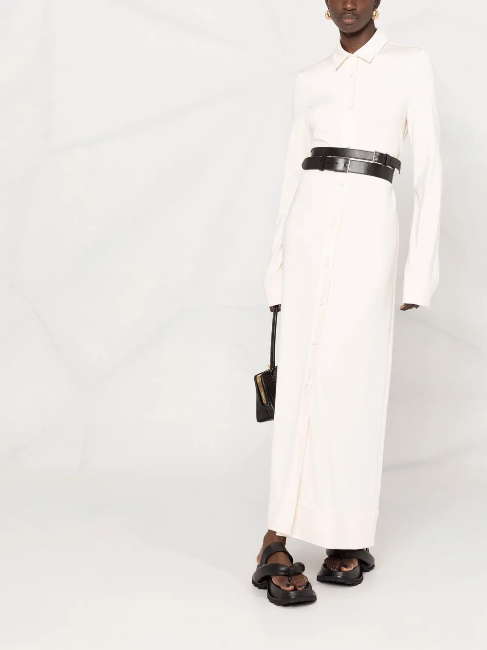 фото Jil sander платье-рубашка длины макси