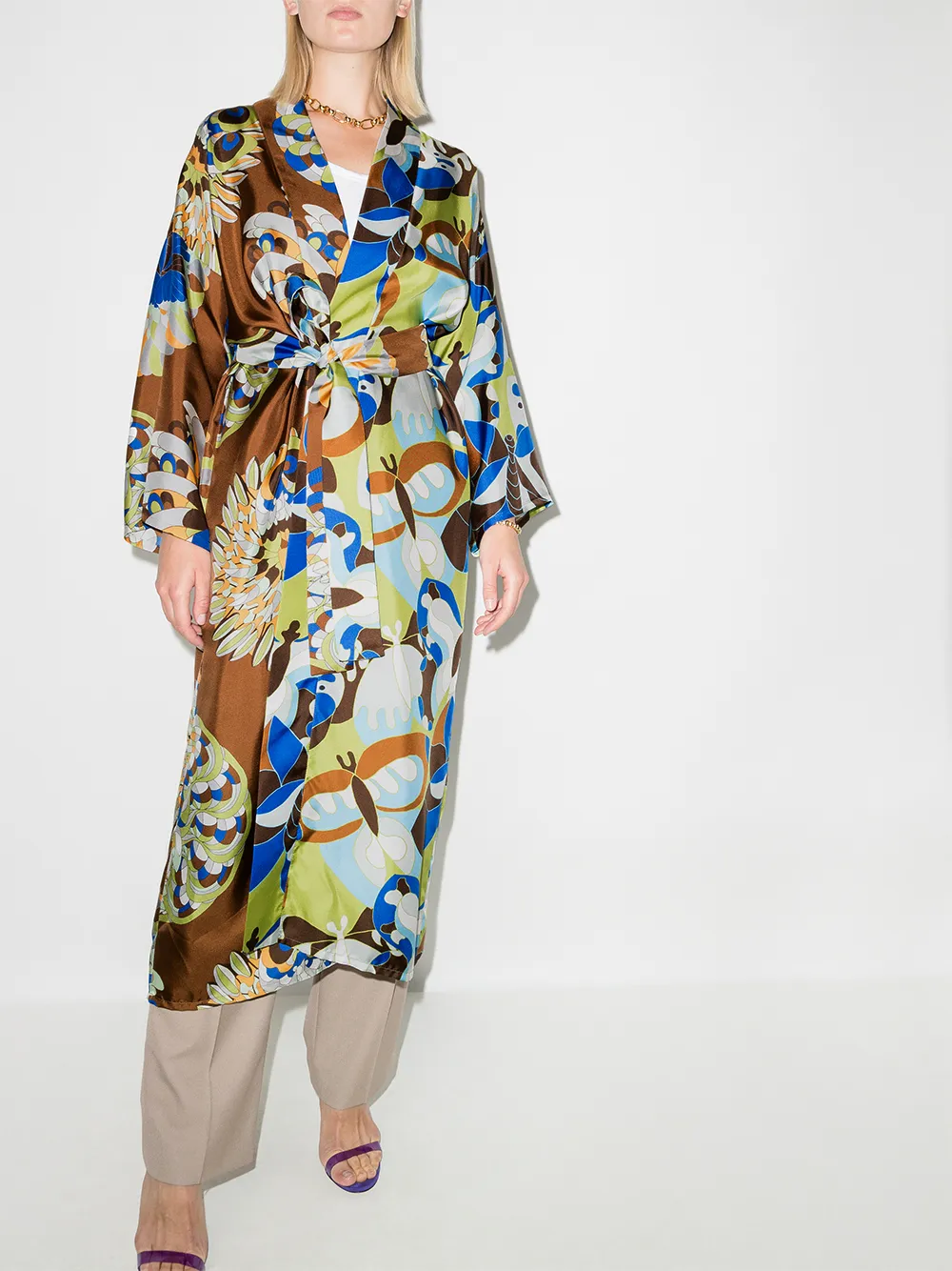 Image 2 of Rianna + Nina Petalouda chrysanthemum-print robe