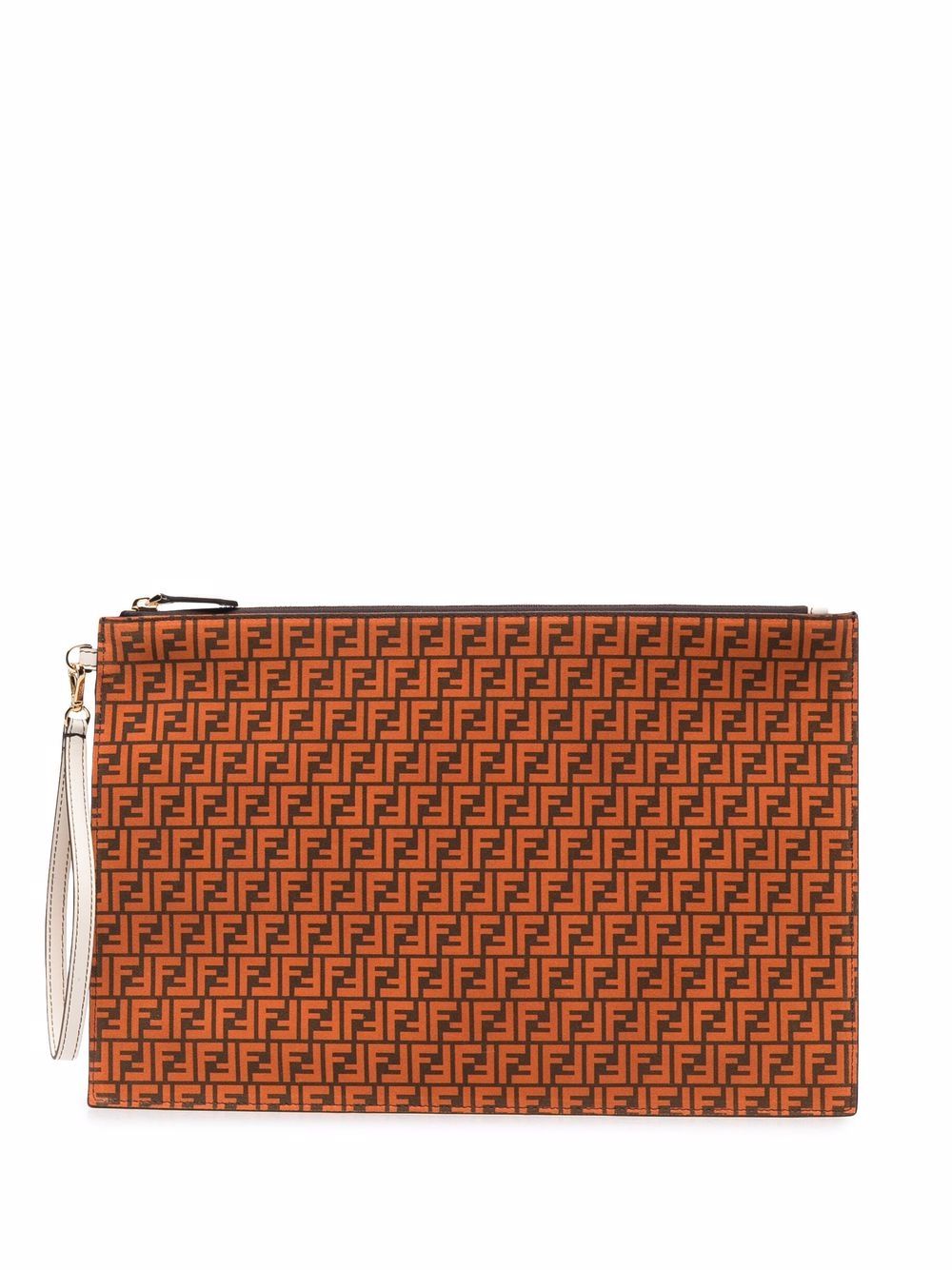 Fendi Ff Logo手拿包 In Orange