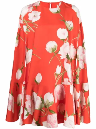 Valentino floral-print Cape Dress 