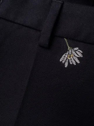 floral-embroidered slim-fit trousers展示图