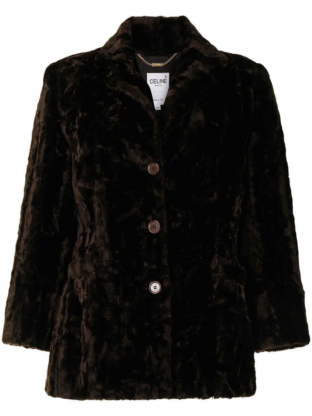 Céline Pre-Owned однобортная шуба pre-owned из искусственного меха