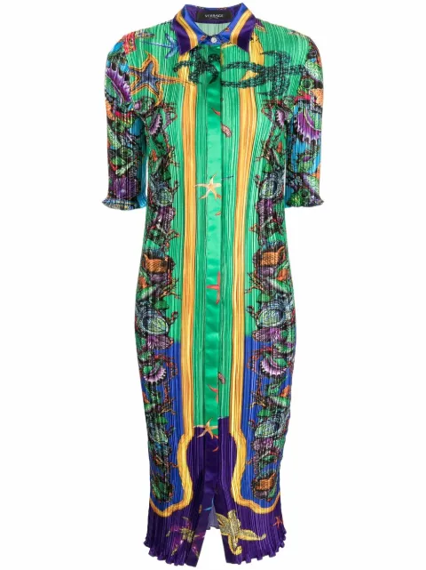 Versace vestido camisero con estampado de estrellas de mar