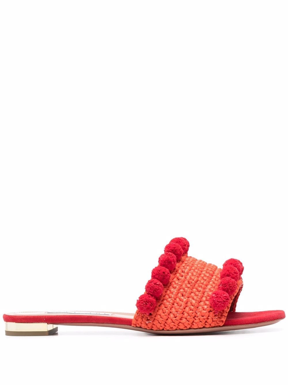 

Aquazzura sandalias de rafia con pompones - Rojo