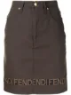 Image 1 of Fendi Pre-Owned logo print band fitted skirt