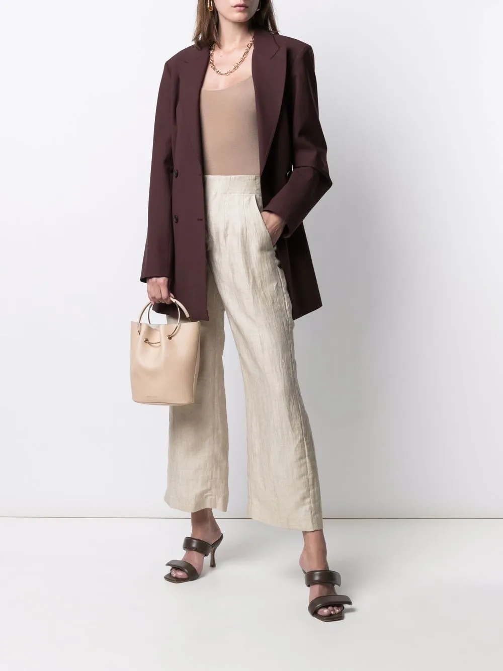 фото Gentry portofino фактурные укороченные брюки широкого кроя